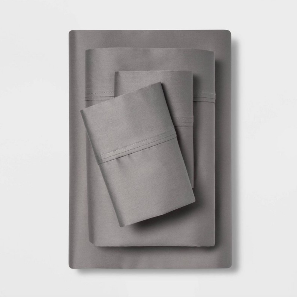 NWT King 400 Thread Count Solid Performance Sheet Set Grey - Threshold
